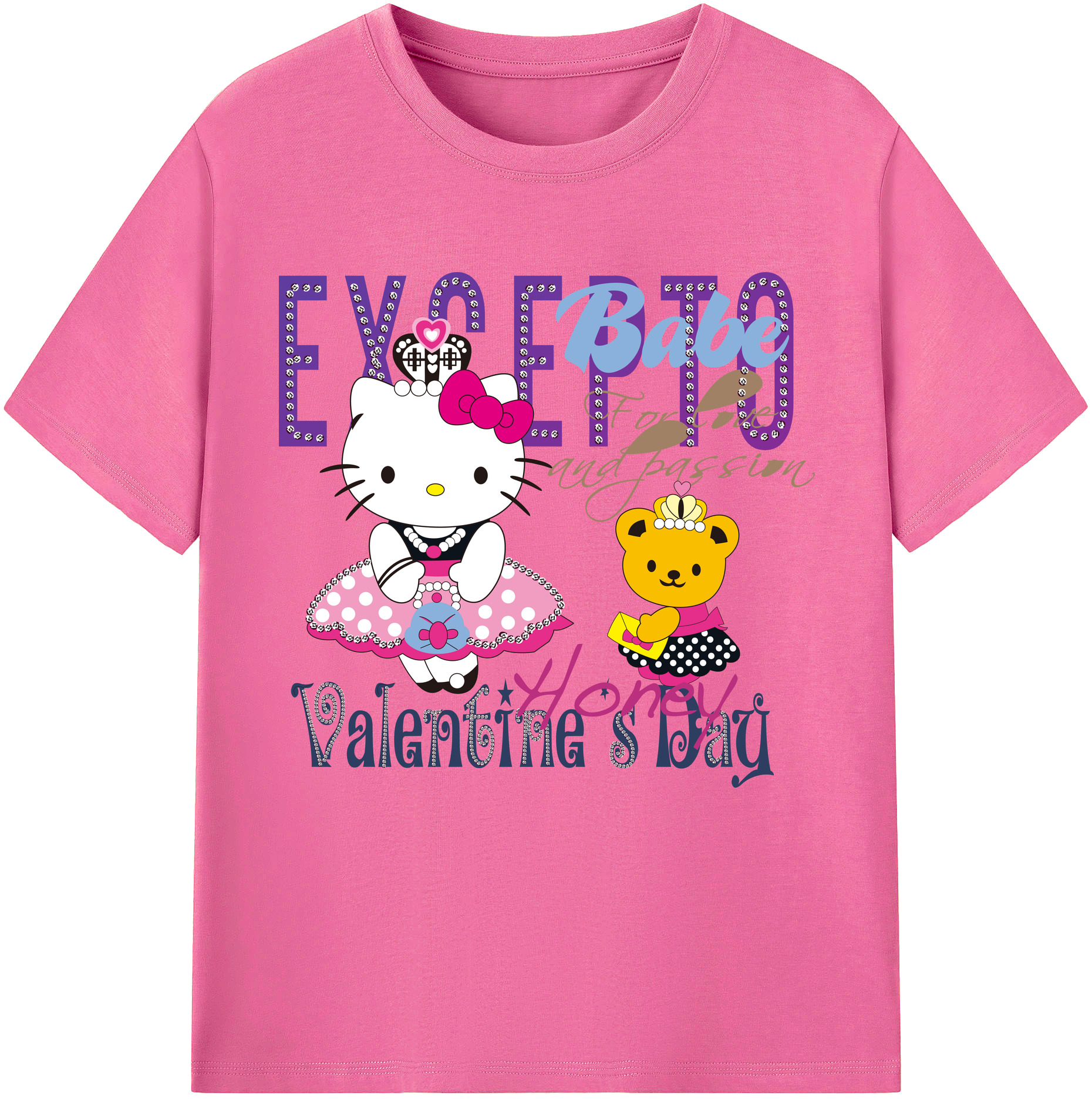（画像用） Hello Kitty ハローキティ レディースカジュアルプリントTシャツ（綿100％）